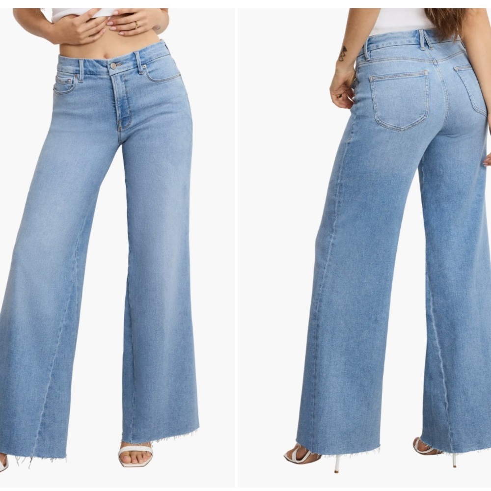 Good Waist High Waist Raw Hem Wide Leg Palazzo Jeans